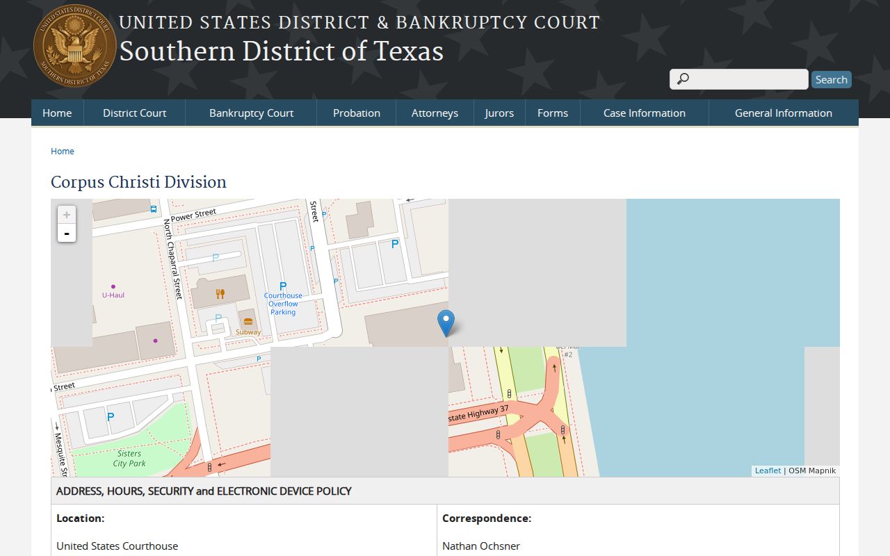 Kenedy County arrest warrant reference to the federal Corpus Christi courthouse